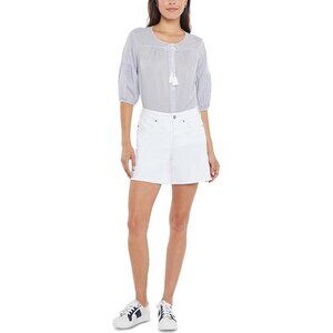 New - NYDJ High Rise A-Line Denim Shorts in Optic White